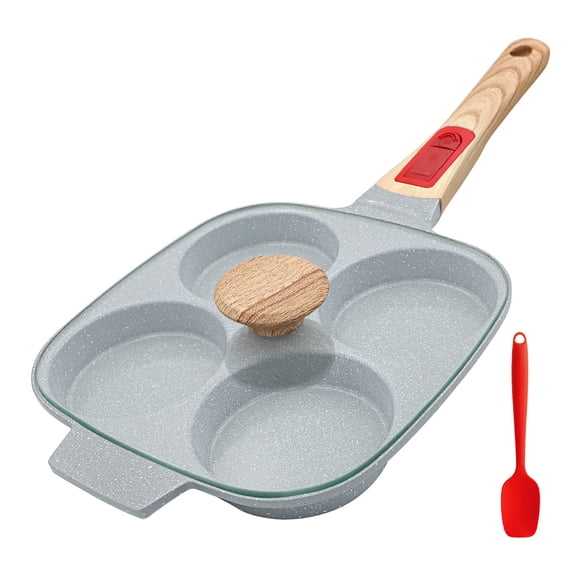 AIKENBBKK Ceramic Egg Frying Pan with Lid, Nonstick 4 Cup Fried Egg Pan with Detachable Handle - Blue