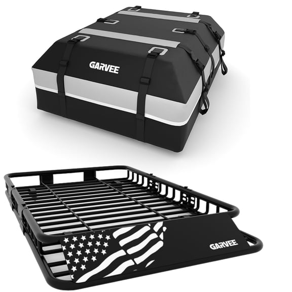 AIKKYS 64" x 39" Roof Rack Cargo Carrier with 21 Cubic Feet (52" x 39") Waterproof Luggage Bag,200LBS Capacity Universal Top Luggage Storage Holder Basket for Suvs,Trucks,Vehicles