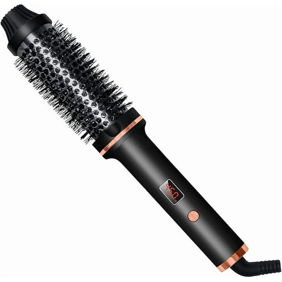 AIKO Thermal Brush for Blowout Look, 1.25 Inch Ceramic Tourmaline Ionic Heated Round Brush for Smooth, Natrual and Voluminous Curls, Digital Display, Fast Heat-Up, Dual Voltage, Travel Friendly