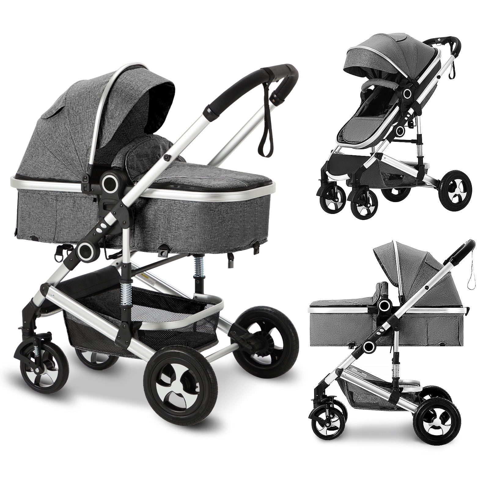 AILEEKISS 3-in-1 Convertible Baby Stroller, Folding Newborn Stroller ...