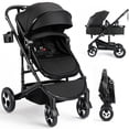thumbnail image 1 of AILEEKISS 3-in-1 Convertible Baby Stroller with Big Seat and Adjustable Canopy, 24 Pounds, Black, 1 of 13