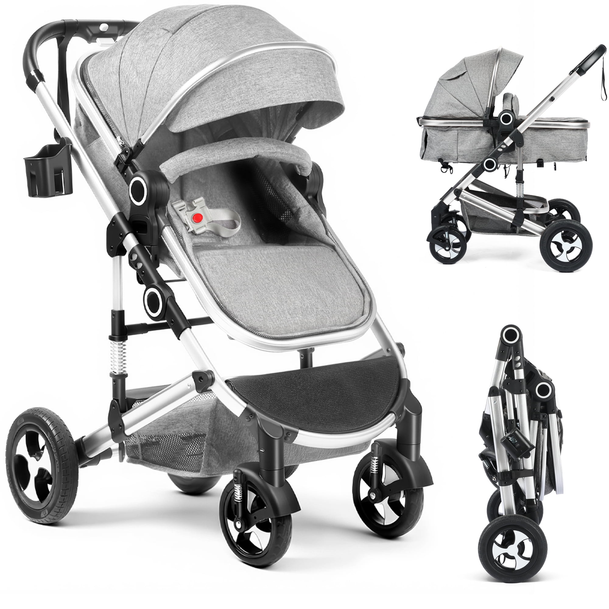 AILEEKISS Baby Stroller 3-in-1 Convertible with Large Seat