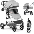 thumbnail image 1 of AILEEKISS 3-in-1 Convertible Baby Stroller with Big Seat and Adjustable Canopy, 24 Pound, Light Grey, 1 of 13