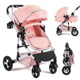 thumbnail image 1 of AILEEKISS 3-in-1 Convertible Baby Stroller with Big Seat and Adjustable Canopy, 24 Pounds, Pink, 1 of 12