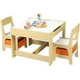 AILEEKISS 3 in 1 Kids Wood Table & 2 Chairs Set Children Activity Table