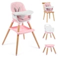 thumbnail image 1 of AILEEKISS 7 in 1 Wooden Baby High Chair for Toddler, Infant Feeding Chair with Removable Tray, Pink, 1 of 10