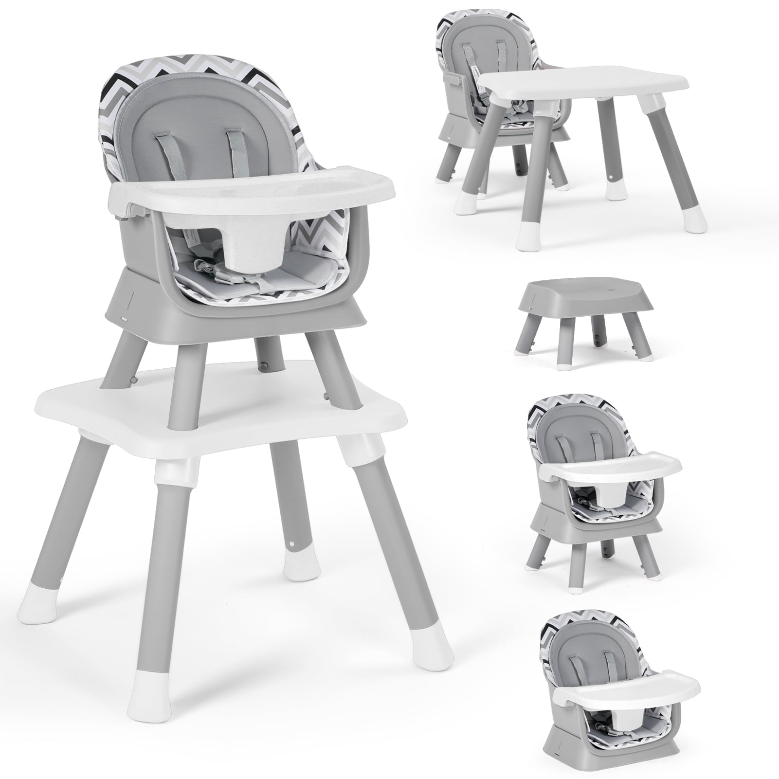 AILEEKISS 8-in-1 Baby High Chair, Toddler Booster Seat with Dishwasher-Safe Tray, Chevron