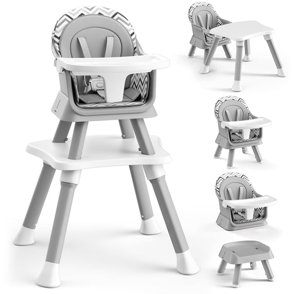 AILEEKISS 8-in-1 Baby High Chair, Toddler Booster Seat with Dishwasher-Safe Tray, Chevron