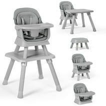 AILEEKISS 8 in 1 Baby High Chair, Toddler Dining Booster Seat for Eating, Light Grey