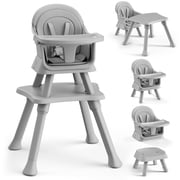 AILEEKISS 8-in-1 Baby High Chair, Toddler Booster Seat with Dishwasher-Safe Tray, Light Grey