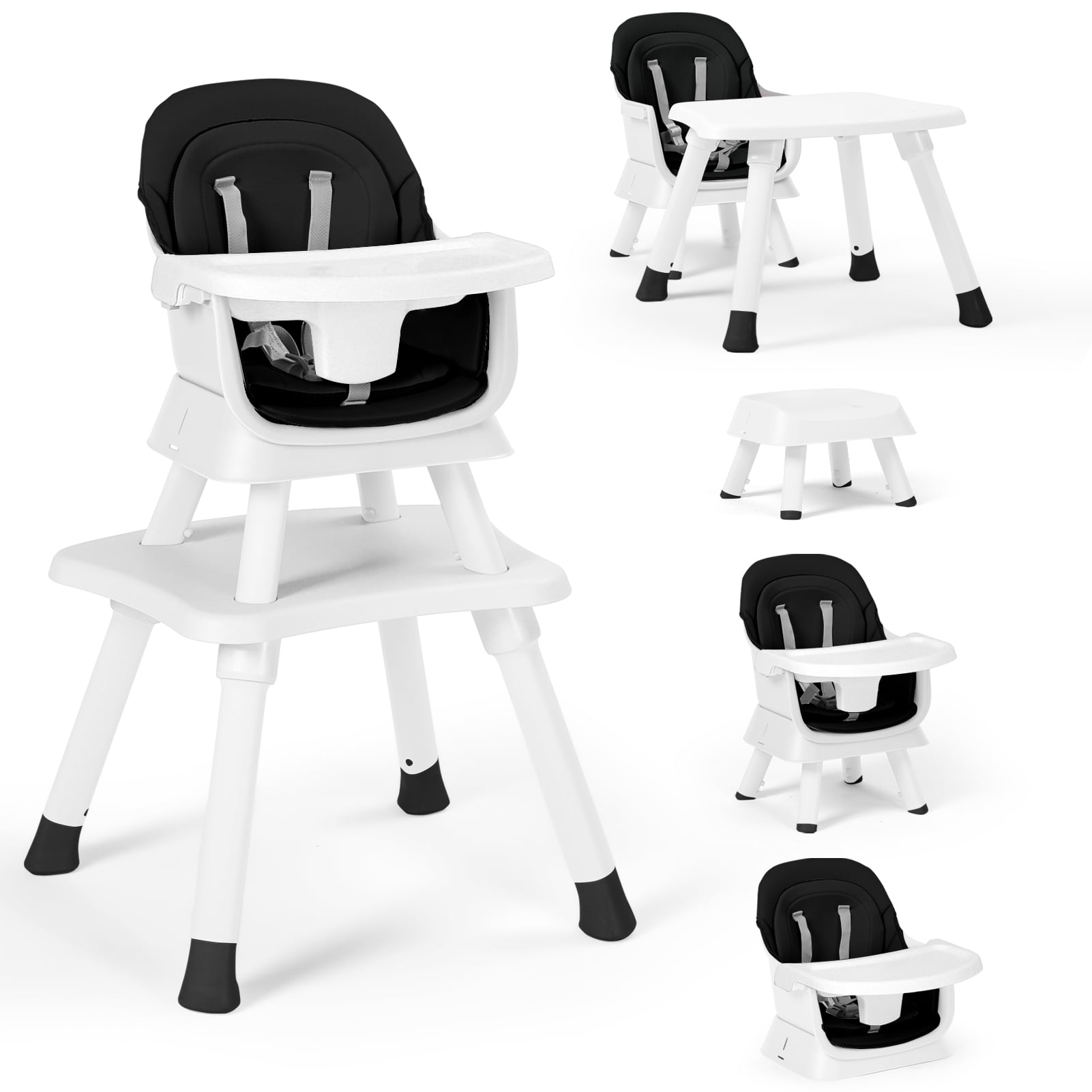 AILEEKISS 8 in 1 Baby High Chair Toddler Dining Booster Seat for Eating Black