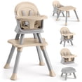 thumbnail image 1 of AILEEKISS 8-in-1 Baby High Chair, Toddler Booster Seat with Dishwasher-Safe Tray, Khaki, 1 of 11