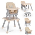 thumbnail image 1 of AILEEKISS 8-in-1 Baby High Chair, Toddler Booster Seat with Dishwasher-Safe Tray, Khaki, 1 of 10