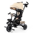 thumbnail image 1 of AILEEKISS 8-in-1 Kids Tricycle with Parental Bar, Folding Ride Trike for Child 1-6 Years, Khaki, 1 of 9
