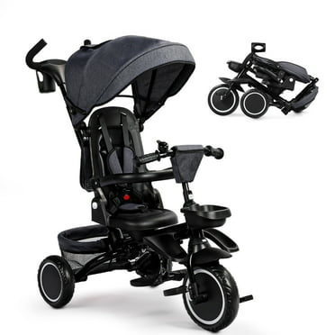 AILEEKISS 8-in-1 Kids' Tricycle Stroller, Toddler Bicycle Unisex Ride Trike 1-6 Years, Grey