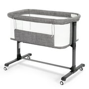 AILEEKISS Baby Bassinet with Wheels, Height Adjustable Newborn Bedside Sleeper for Baby, Grey