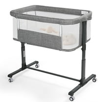 AILEEKISS Baby Bassinet with Wheels, Height Adjustable Newborn Bedside for Baby, Grey