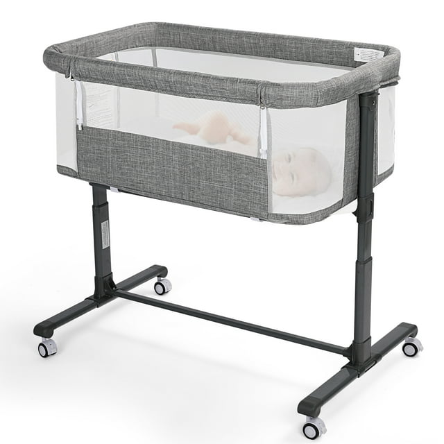 Photo 1 of ****similar to the image***AILEEKISS Baby Bassinet Bedside Sleeper, Height Adjustable Newborn Baby Bassinet with Wheels, Grey