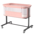 thumbnail image 1 of AILEEKISS Bedside Bassinet for Newborn, 6 Height Adjustable Baby Bassinet with Wheels, Pink, 1 of 10