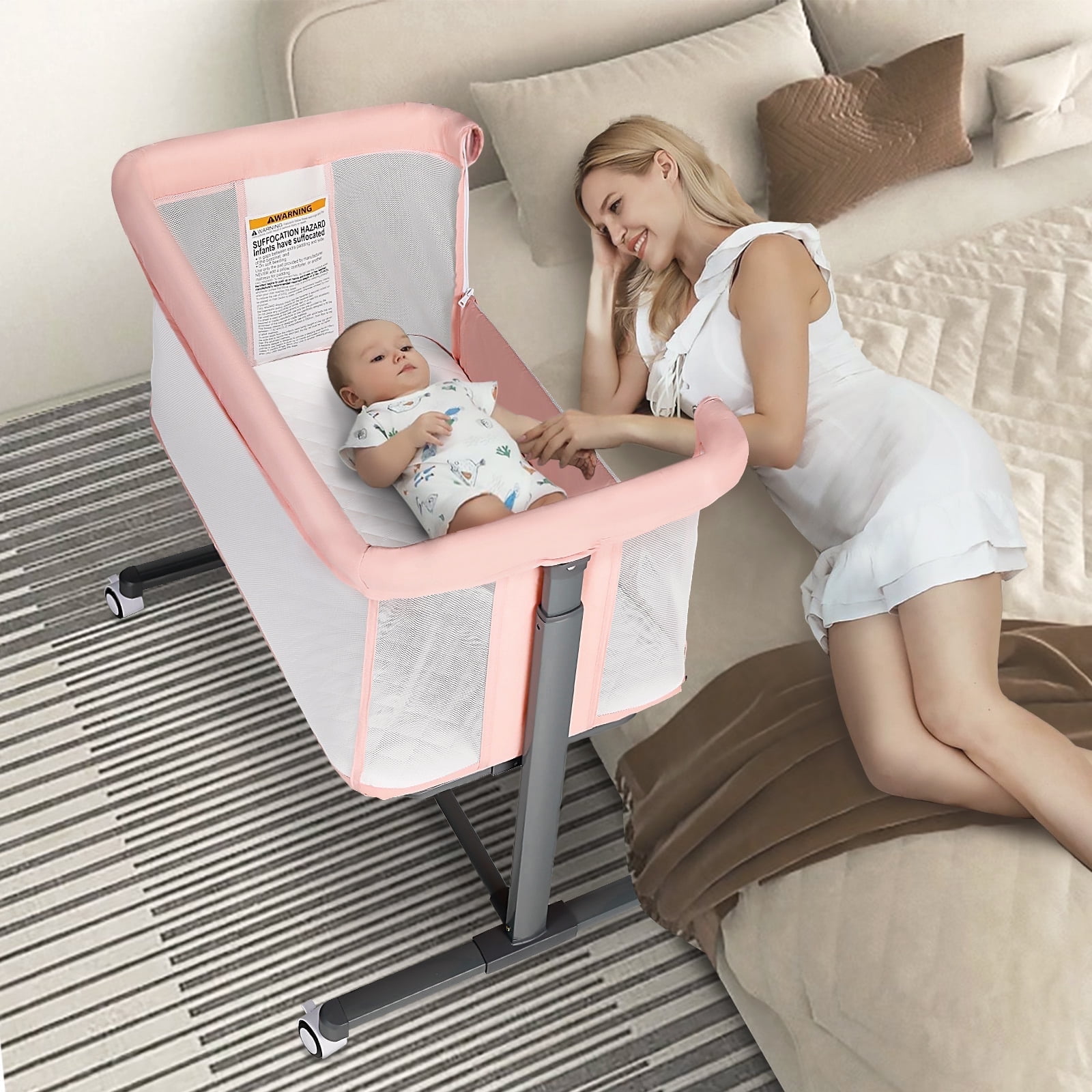 AILEEKISS Baby Bassinet Bedside Sleeper Height Adjustable Newborn Baby AILEEKISS Baby Bassinet Bedside Sleeper Height Adjustable Newborn Baby