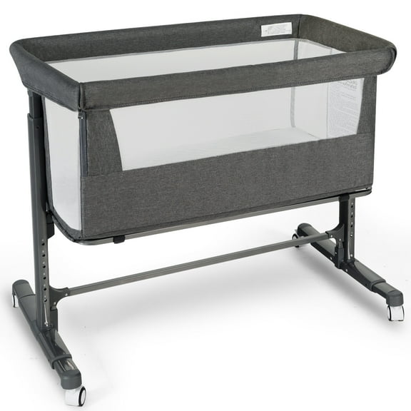 AILEEKISS Baby Bassinet with Wheels Adjustable Bedside Sleeper Bassinet Newborn Baby Crib, Grey