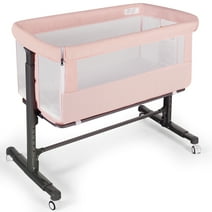 AILEEKISS Baby Bassinet with Wheels Adjustable Bedside Sleeper Bassinet Newborn Baby Crib, Pink
