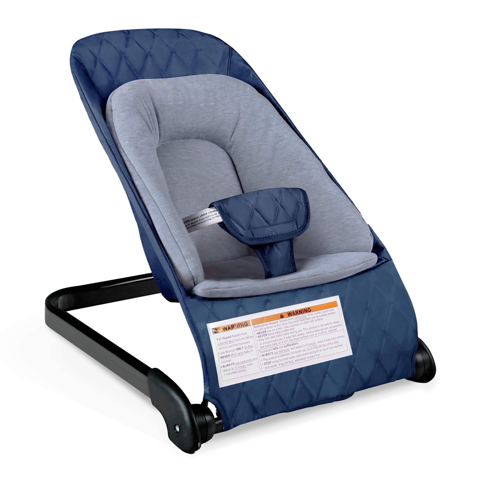 AILEEKISS Baby Bouncer for Infants 3 in 1 Folding Baby Rocker Seat Unisex Lounge Recline Chair Grey