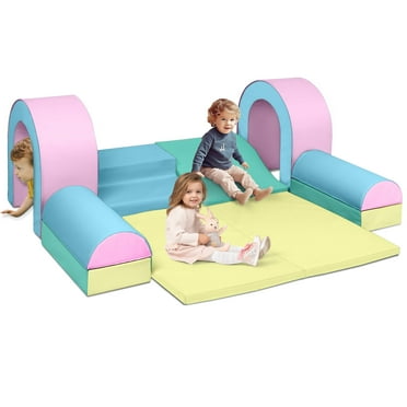 AILEEKISS Toddler Foam Climb Blocks, 10Pcs Indoor Baby Playground Climber Toy for Children, Macaroon