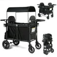 thumbnail image 1 of AILEEKISS Stroller Wagon for 2 Toddlers with Canopy, All-Terrain Baby Wagon Stroller, 55 Pounds, Black, 1 of 14