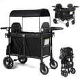 thumbnail image 1 of AILEEKISS Stroller Wagon for 2 Toddlers with Canopy, All-Terrain Baby Wagon Stroller, 55 Pounds, Black, 1 of 15