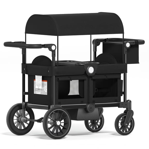 AILEEKISS Wagon Stroller for 2 Toddlers, Collapsible Baby Stroller Wagon with Adjustable Canopy, Black