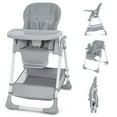 thumbnail image 1 of AILEEKISS Foldable Baby High Chair with Wheels, Adjustable Recline Toddler Eating Chair, Grey, 1 of 12