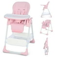 thumbnail image 1 of AILEEKISS Foldable Baby High Chair with Wheels, Adjustable Recline Toddler Eating Chair, Pink, 1 of 12