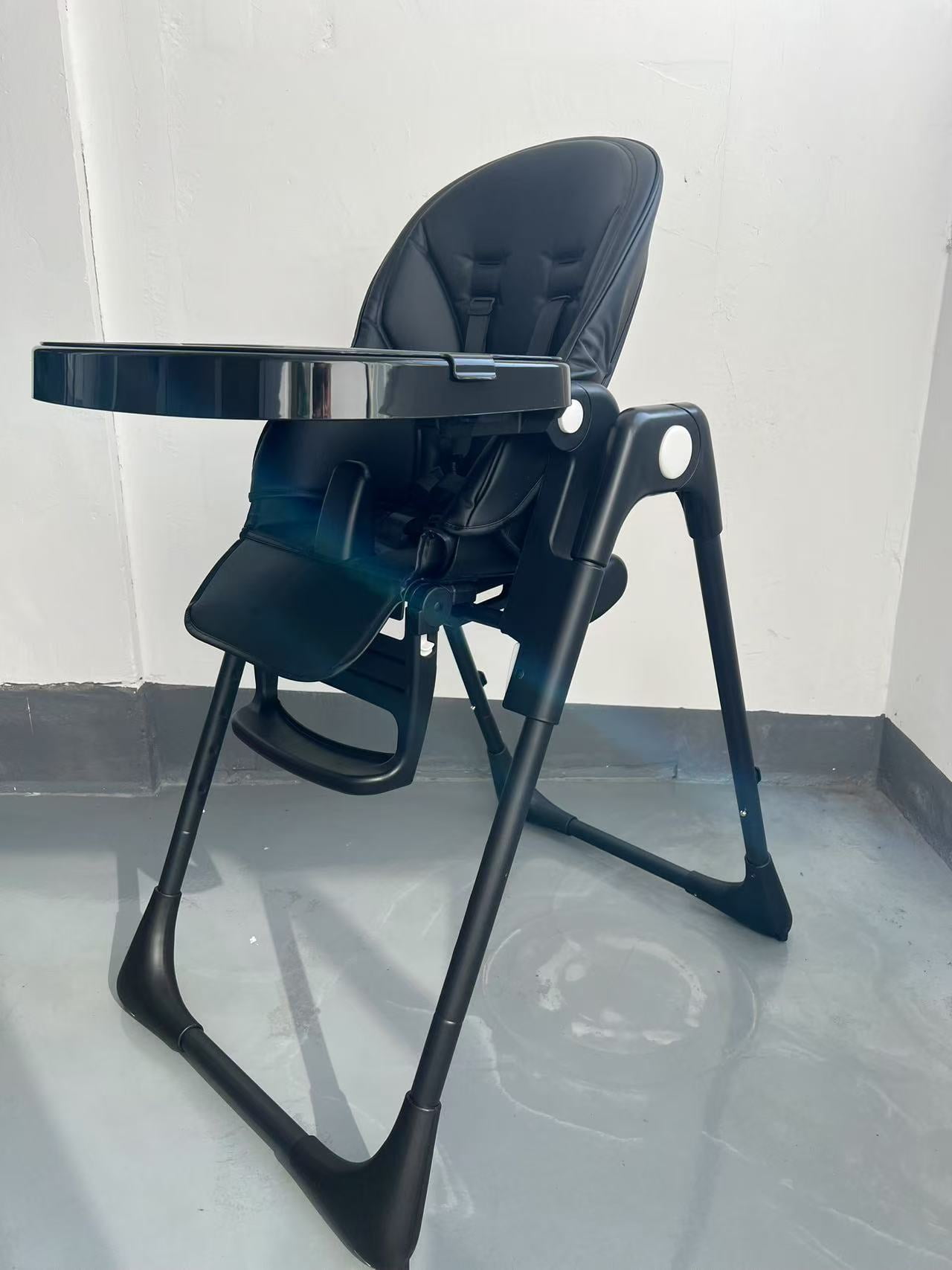 AILEEKISS Foldable High Chair – Detachable Double Trays, Grey