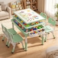 thumbnail image 1 of AILEEKISS Kids Table and 4 Chair Set, Children Lego Table Play Activity Desk for Drawing, Green, 1 of 7