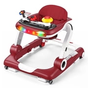 AILEEKISS Musical Baby Walker with Wheels, Toddler Activity Music Bouncer Walker, Red