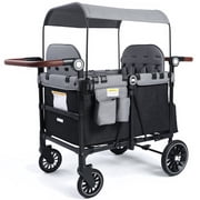 AILEEKISS Wagon Stroller for 4 Toddlers, 4-in-1 Baby Wagon with Canopy, 59 Pounds, Black Grey