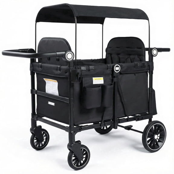 AILEEKISS Wagon Stroller for 4 Toddlers, 4-in-1 Baby Wagon with Canopy, 59 Pounds, Black