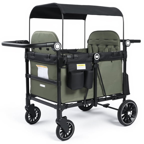 AILEEKISS Wagon Stroller for 4 Toddlers, 4-in-1 Baby Wagon with Canopy, 59 Pounds, Green