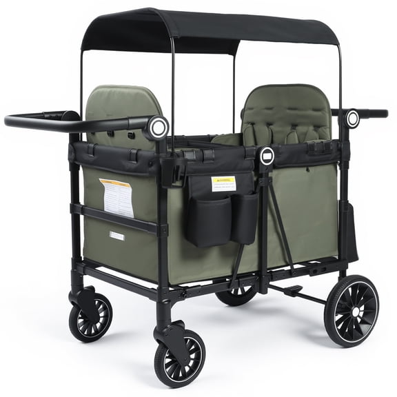 AILEEKISS Wagon Stroller for 4 Toddlers, 4-in-1 Baby Wagon with Canopy, 59 Pounds, Green