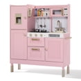 thumbnail image 1 of AILEEKISS Wood Kids Play Kitchen, Pretend Toy Kitchen Playset for Children with Sounds, Pink, 1 of 11