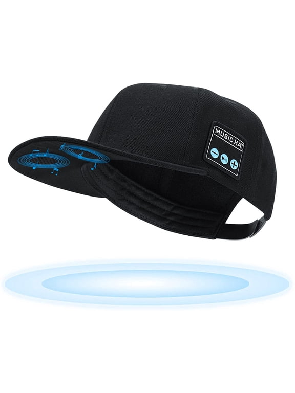 Bluetooth Speaker Hat Snapback Baseball Cap Open Ear Audio HD Mic Hands Free Call Bluetooth 5.4 6 to 8H Playtime, Black