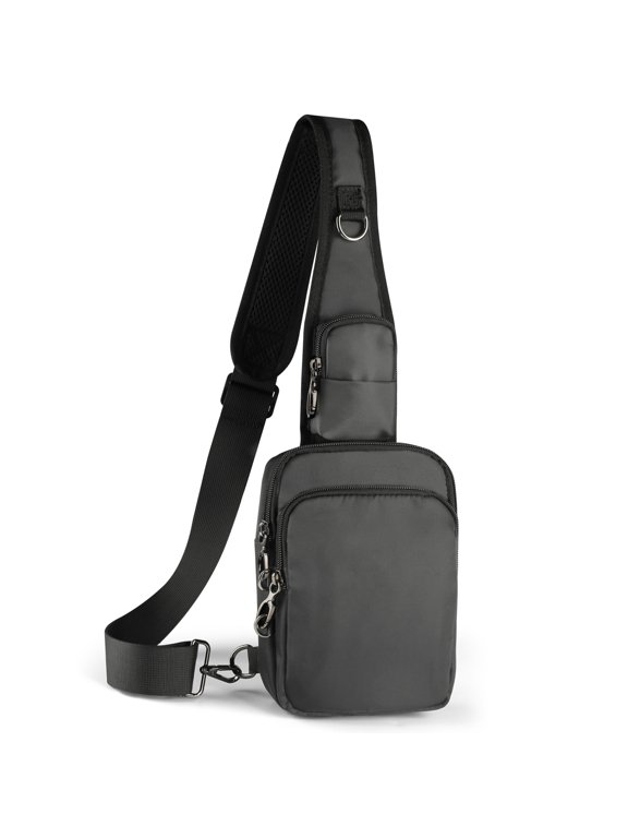 Sling Bag Crossbody Bag with Zipper Lock RFID Blocking Water Resistant Anti Theft Travel Chest Bag for Men Women, Gray