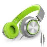 AILIHEN C8 Foldable Headphones with Microphone and Volume Control for Cellphones Smartphones Computer PC Mp3/4 (Gray/Green)