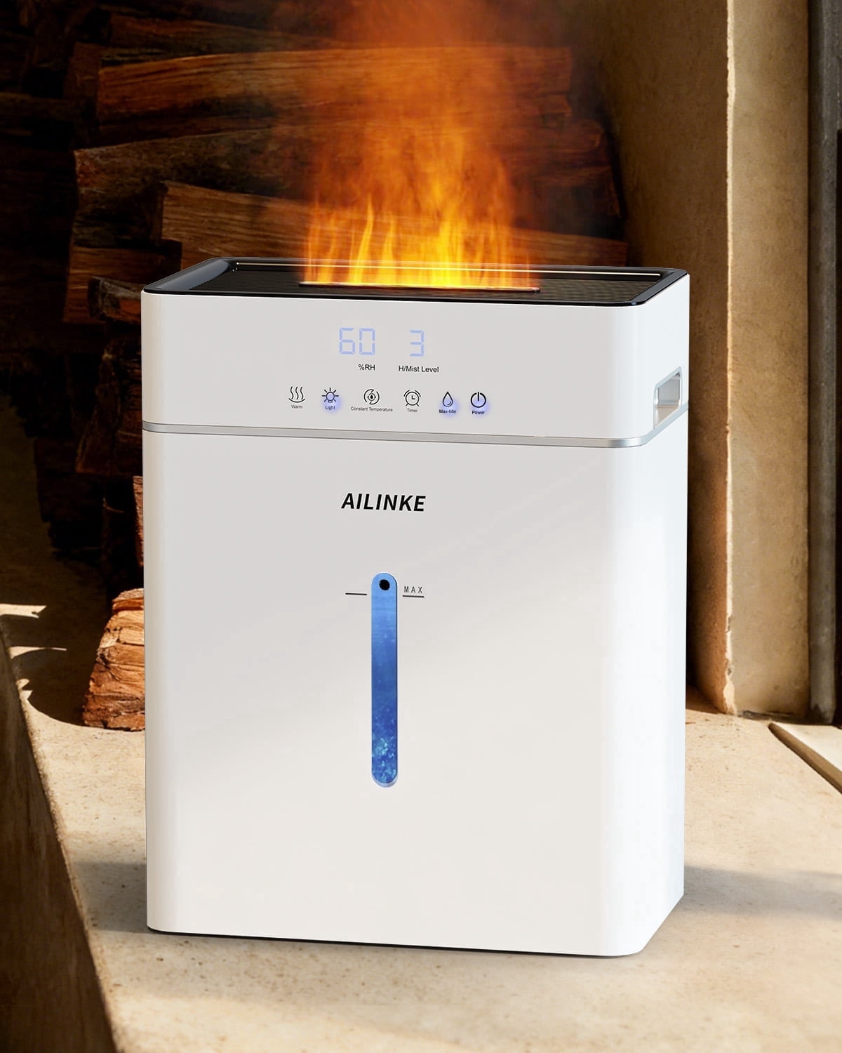 AILINKE 2.64 Gal Large Room Ultrasonic Warm and Cool Mist Humidifier, Flame Light Design