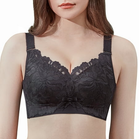 AILIVIN Bras for Women Wireless Full Figure Comfort Minimizer No Wire Plus Size Bra Full Coverage Wirefree Cute Comfy Wide Strap Lifting Up Minimizering Comfortable Womens Bras Black 34B 34 B