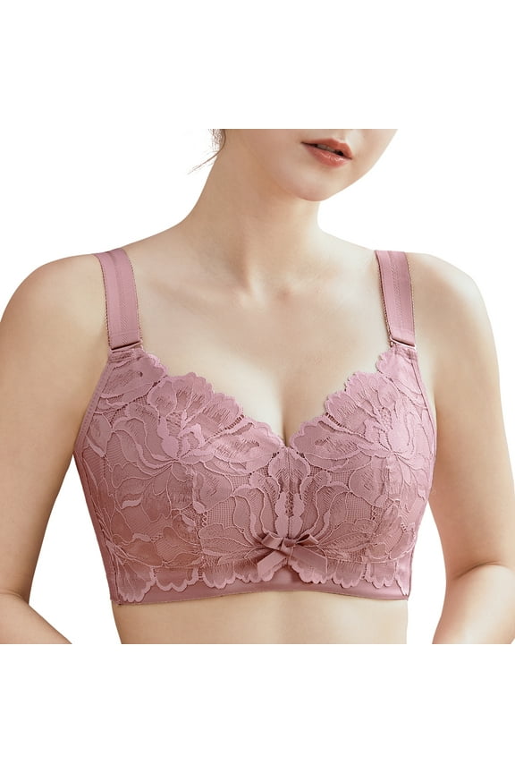 Bras for Women Wireless Full Figure Comfort Minimizer No Wire Plus Size Bra Full Coverage Wirefree Cute Comfy Wide Strap Lifting Up Minimizering Comfortable Womens Bras Baroque Rose 42C 42 C