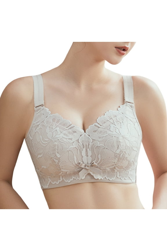 Bras for Women Wireless Full Figure Comfort Minimizer No Wire Plus Size Bra Full Coverage Wirefree Cute Comfy Wide Strap Lifting Up Minimizering Comfortable Womens Bras Beige 38D 38 D