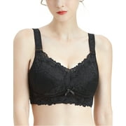 AILIVIN Bras for women full coverage Wireless womens bras full size support minimizer not back fat wide straps wirefree unpadded lift up comfy Plus size bra Black 42C 42 C