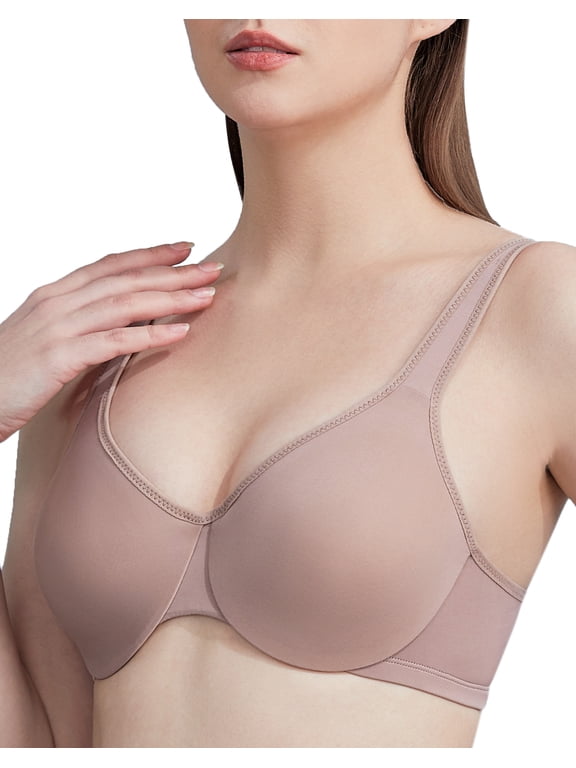 Wire Bras for women Full figure minimizer Smoothing bra seamless cups non padded T Shirt underwire support comfortable full coverage womens bras Warm Taupe 42DD 42 DD